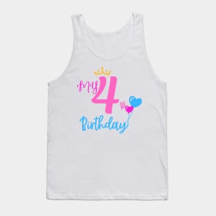 4th Birthday Girl Shirt - Fourth Birthday Princess Tank Top